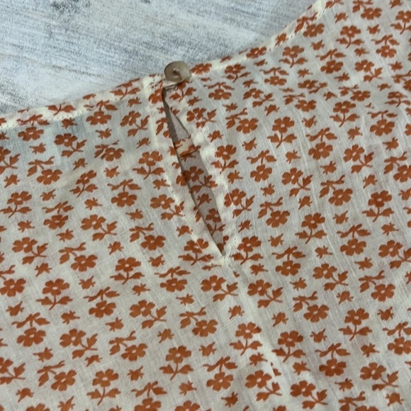 Madewell Floral Ruffle Blouse in Cream and Orange - Picture 9 of 14